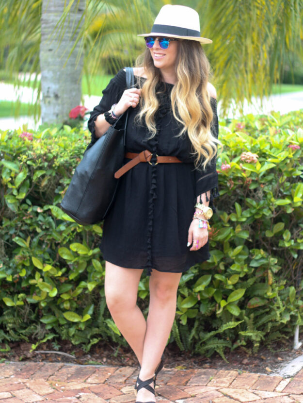 Black Target Tassel Dress, JCrew Panama Hat, Nordstrom Vegan Leather Tote, Sole Society Wedges, Fantaseyes Sunglasses (2 of 6)