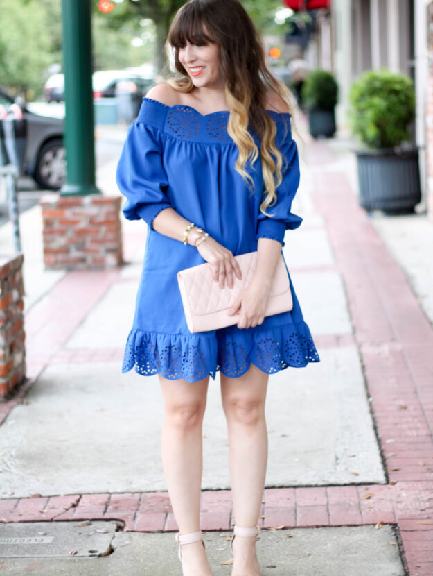 Romwe Blue Off the Shoulder Dress (4 of 9)