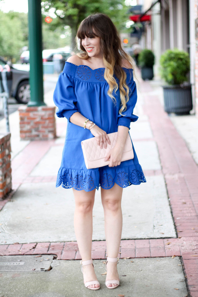 Romwe Blue Off the Shoulder Dress (4 of 9)