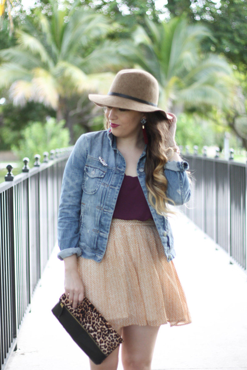 Gold Old Navy Skirt and Nordstrom Maroon Scallop Tank (1 of 13)