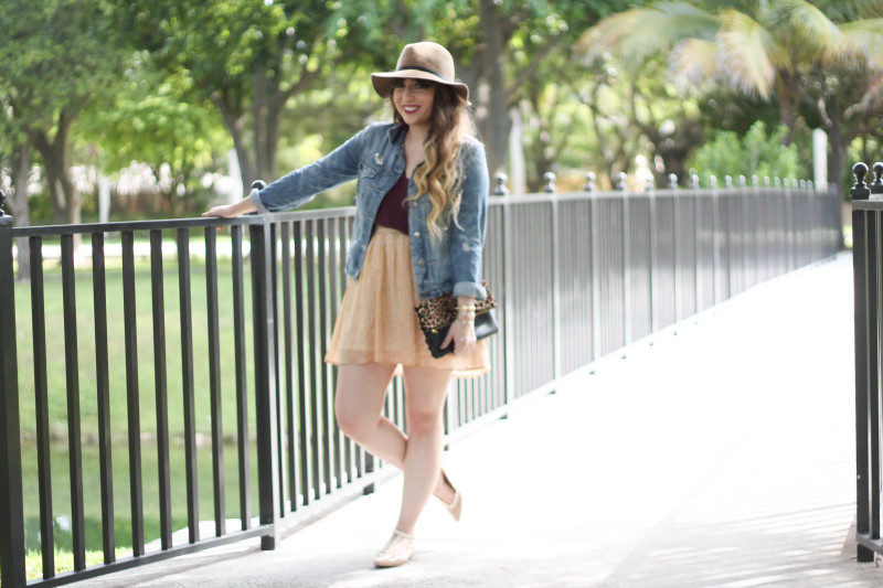 Gold Old Navy Skirt and Nordstrom Maroon Scallop Tank (6 of 13)