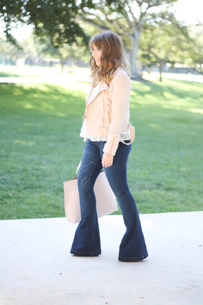 Denim Flares and Blush Moto Jacket (5 of 11)