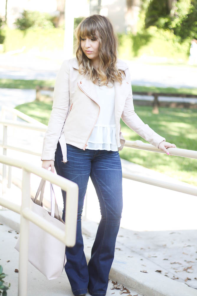 Denim Flares and Blush Moto Jacket (7 of 11)