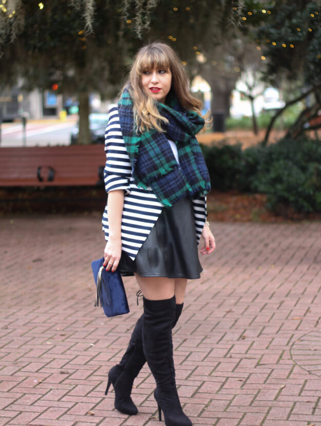 Stripe blazer and watch plaid scarf-11