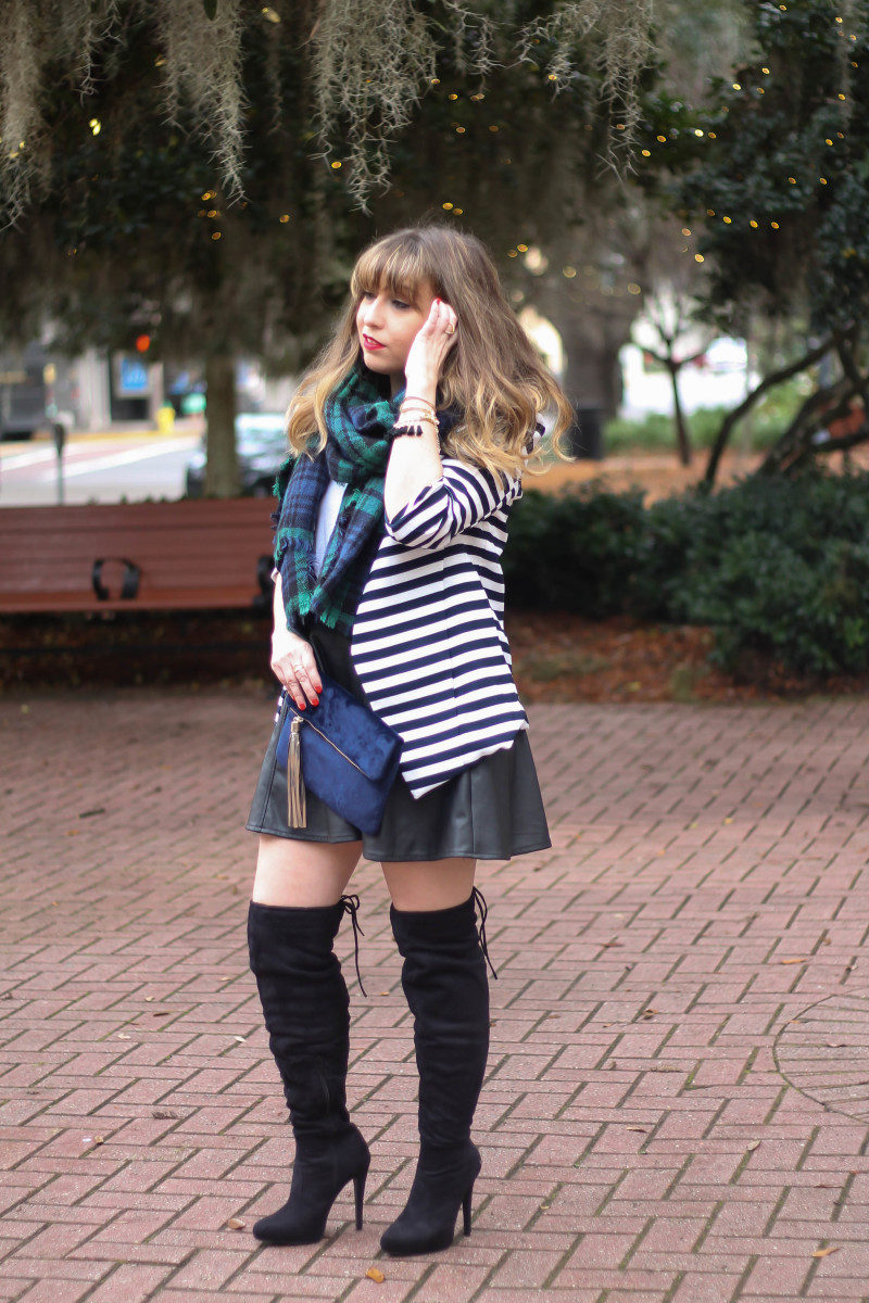 Stripe blazer and watch plaid scarf-2