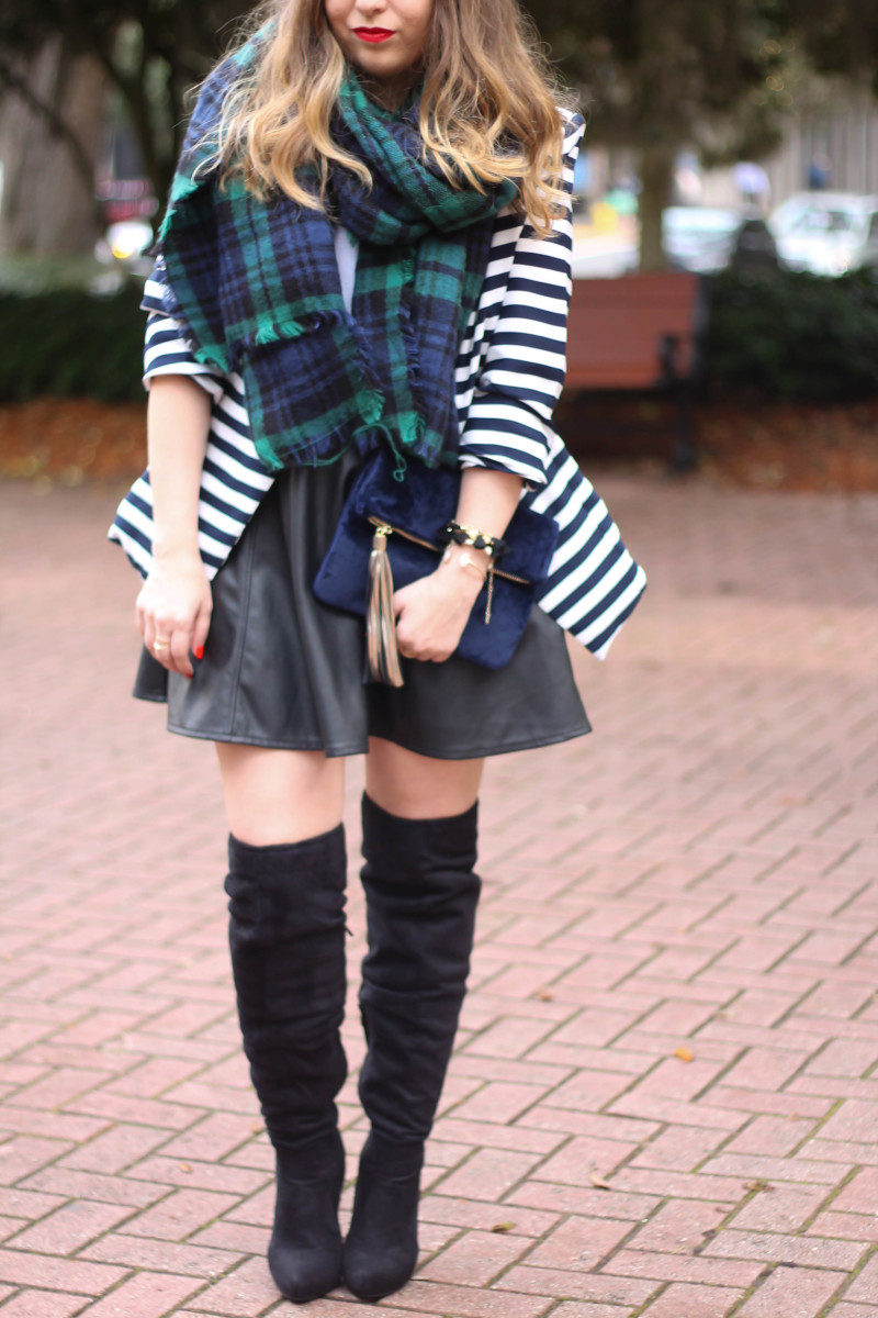 Stripe blazer and watch plaid scarf-5