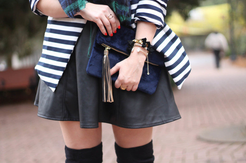 Stripe blazer and watch plaid scarf-6