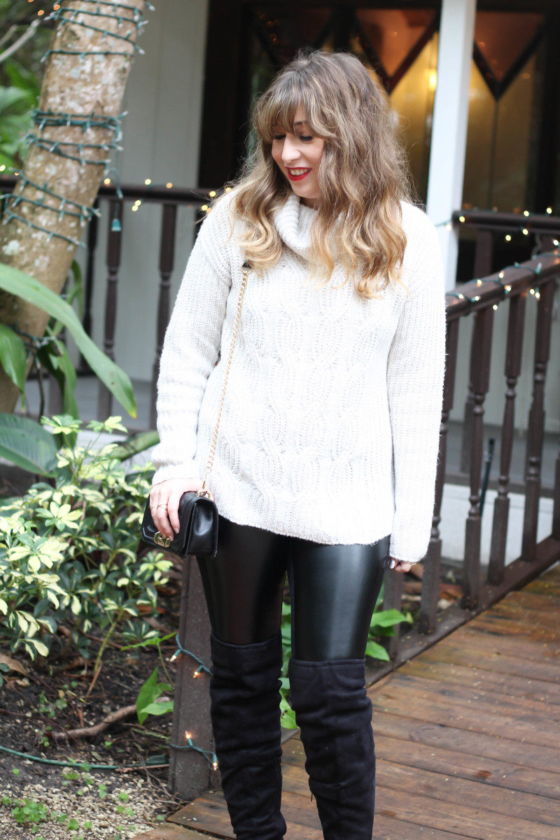 Turtlneck sweater, leather leggings and over the knee boots-6