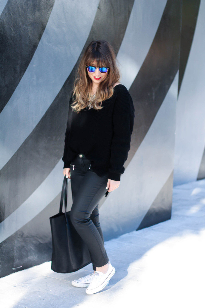 black coated jeans outfit