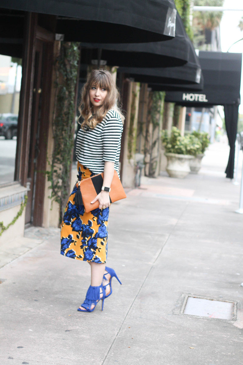 Target Who What Wear stripe tee and floral skirt print mix-2