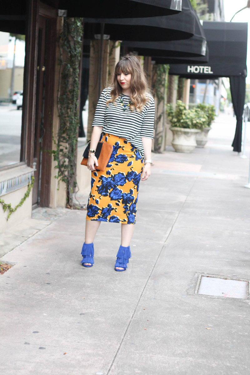 Target  Who What Wear stripe tee and floral skirt print mix