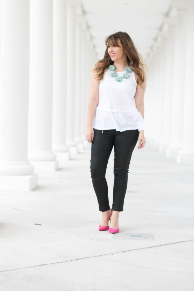 white peplum tee