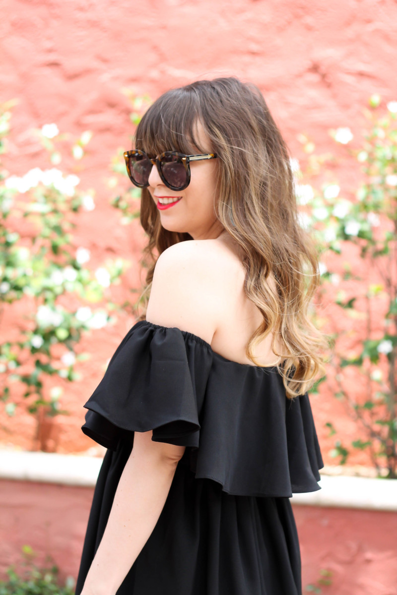 Choies black off the shoulder midi dress-6