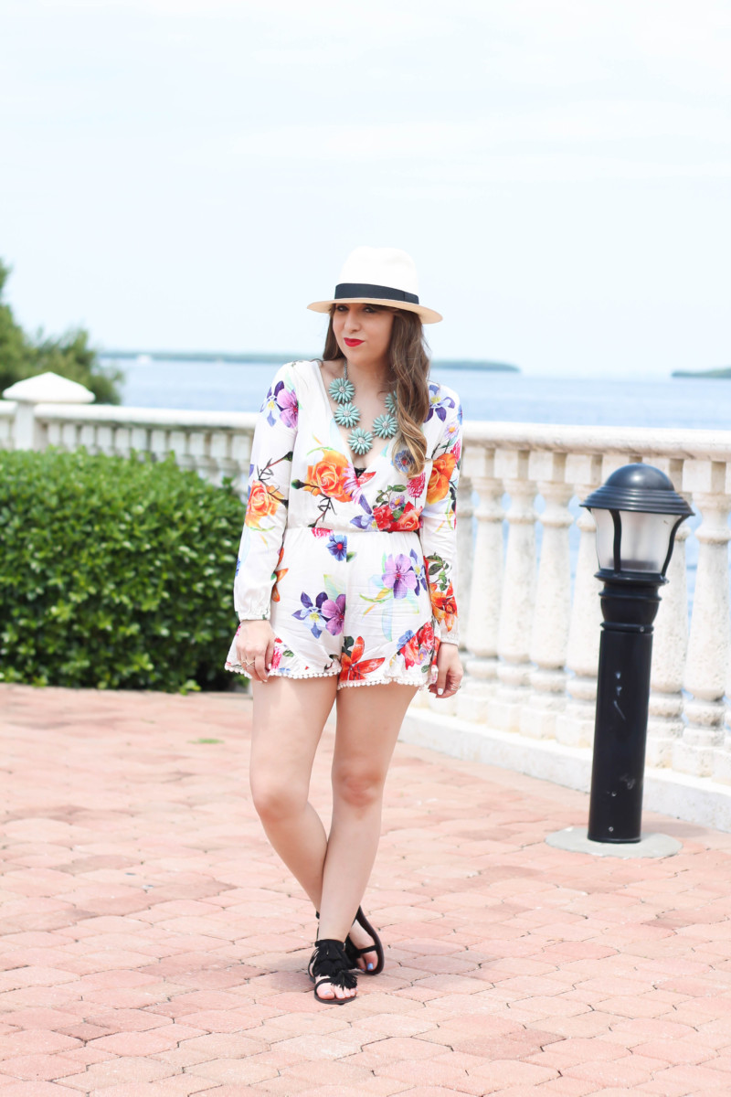 Choies floral long sleeve romper