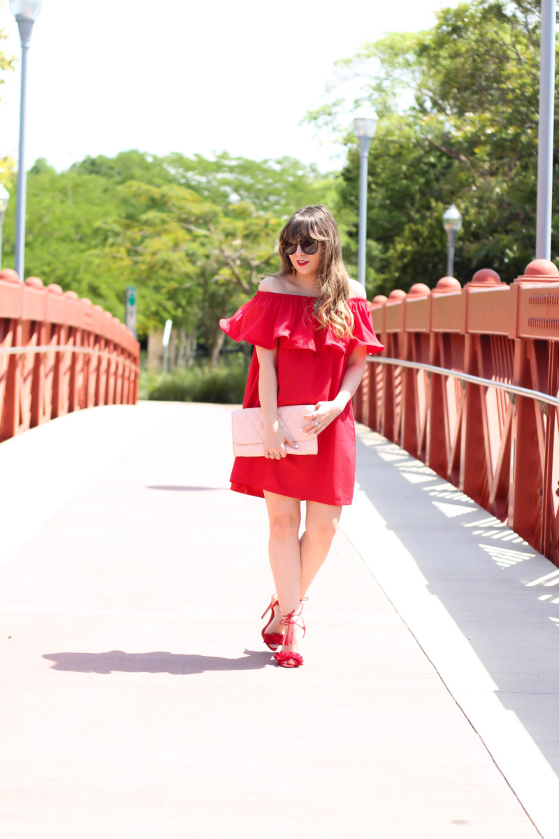 Choies off the shoulder red dress-2