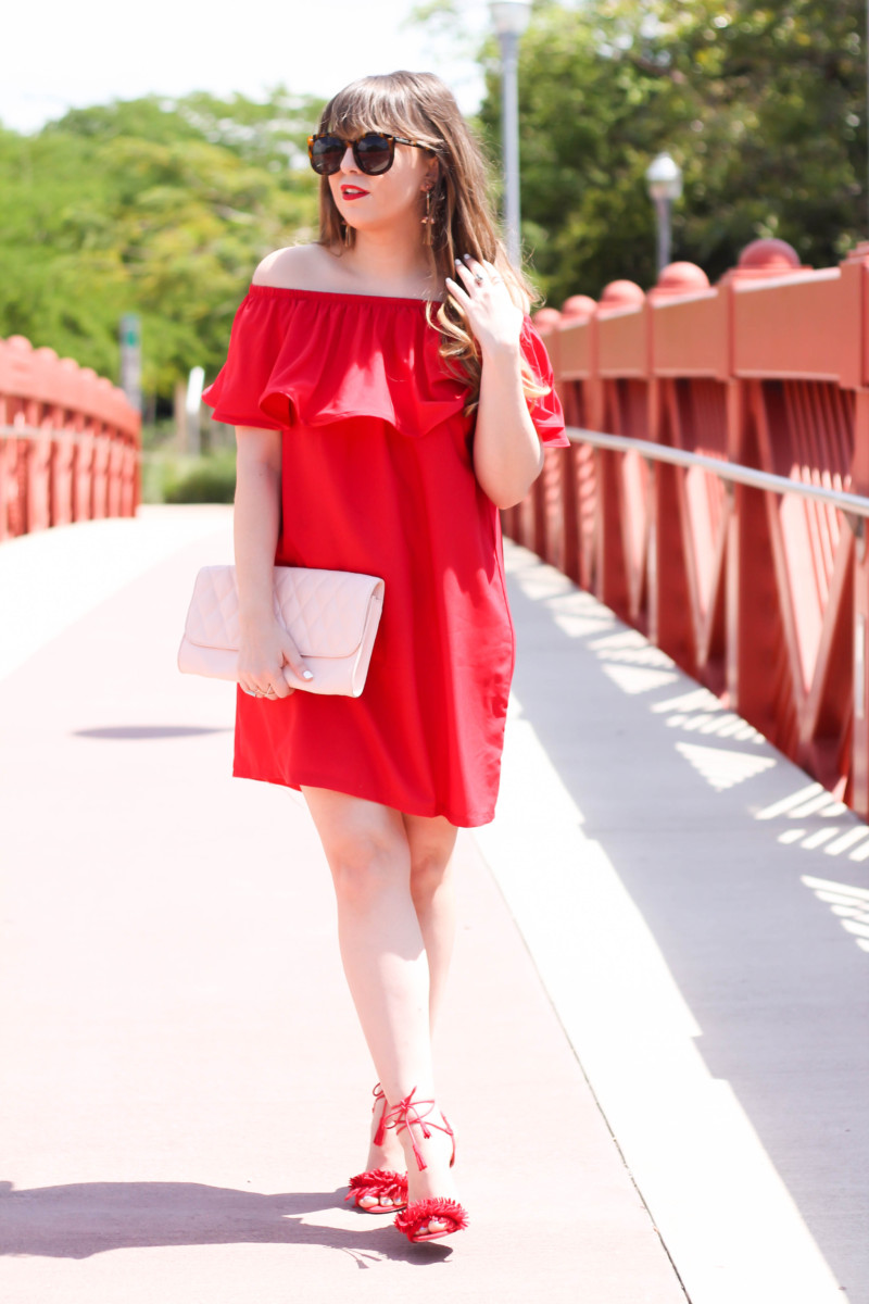 Choies off the shoulder red dress-3