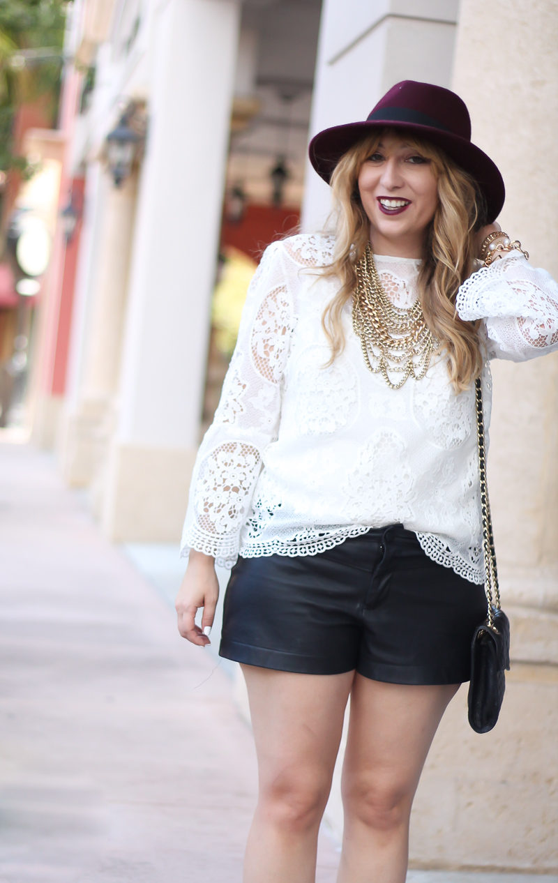 choie-white-lace-bell-sleeve-top-leather-shorts-target-maroon-felt-fedora-lc-lauren-conrad-booties-rebecca-minkoff-quilted-mini-affair-bag-6-of-16