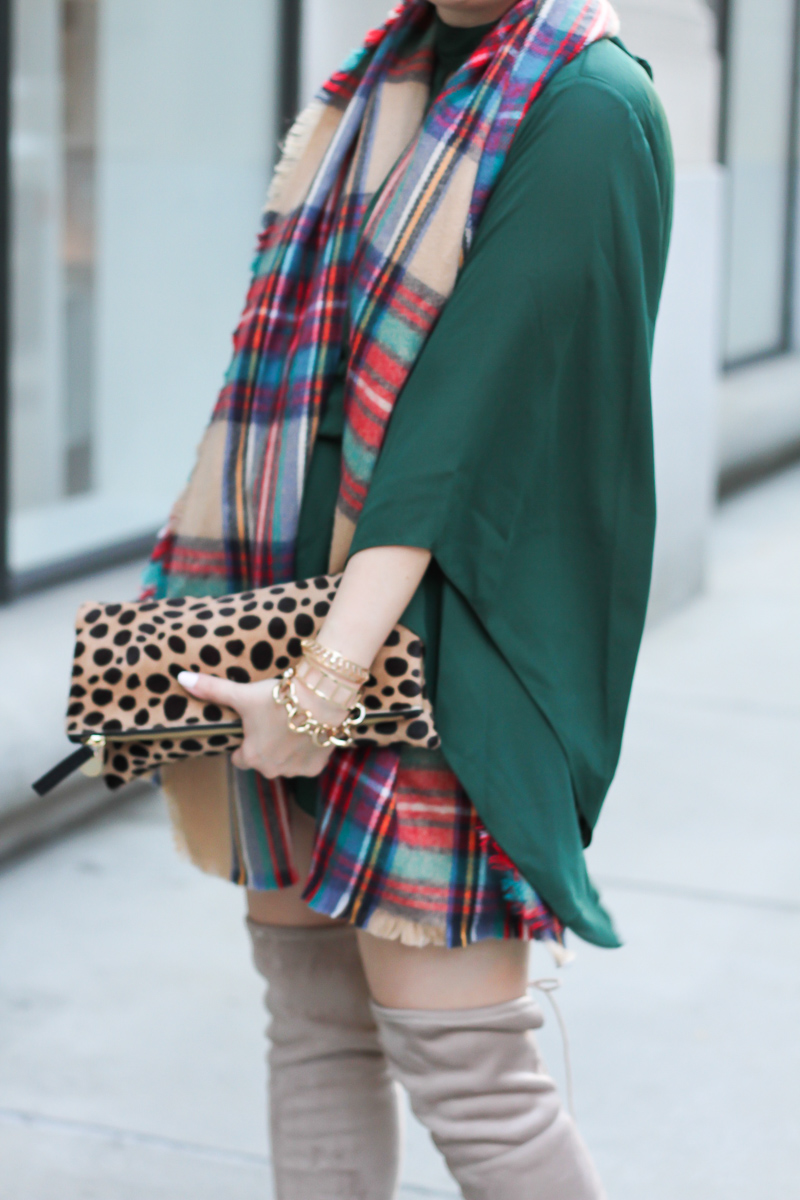 forever-21-green-romper-plaid-blanket-scarf-chinese-laundry-over-the-knee-boots-7-of-9