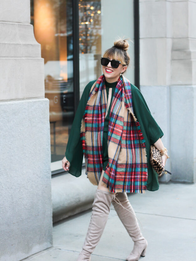 forever-21-green-romper-plaid-blanket-scarf-chinese-laundry-over-the-knee-boots-8-of-9