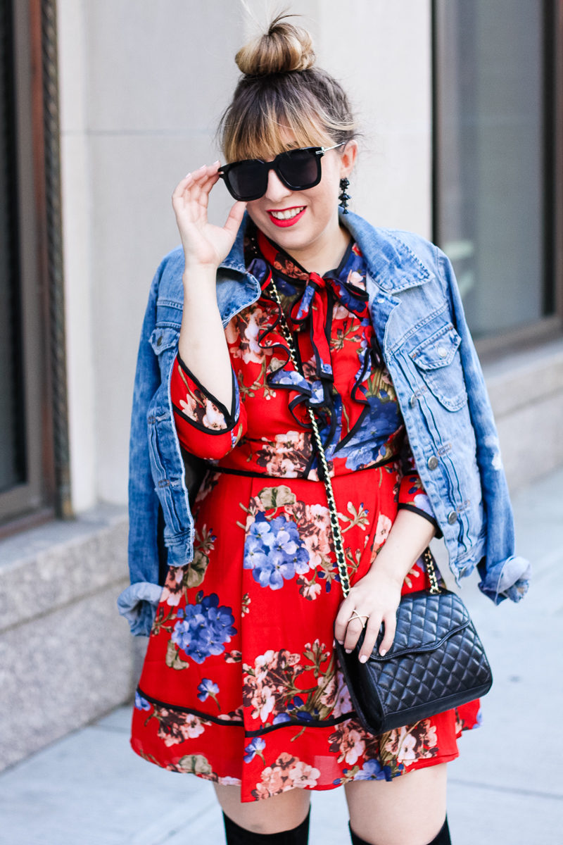 Miami fashion blogger Stephanie Pernas wearing a pretty fall outfit featuring a Shopbop dress.