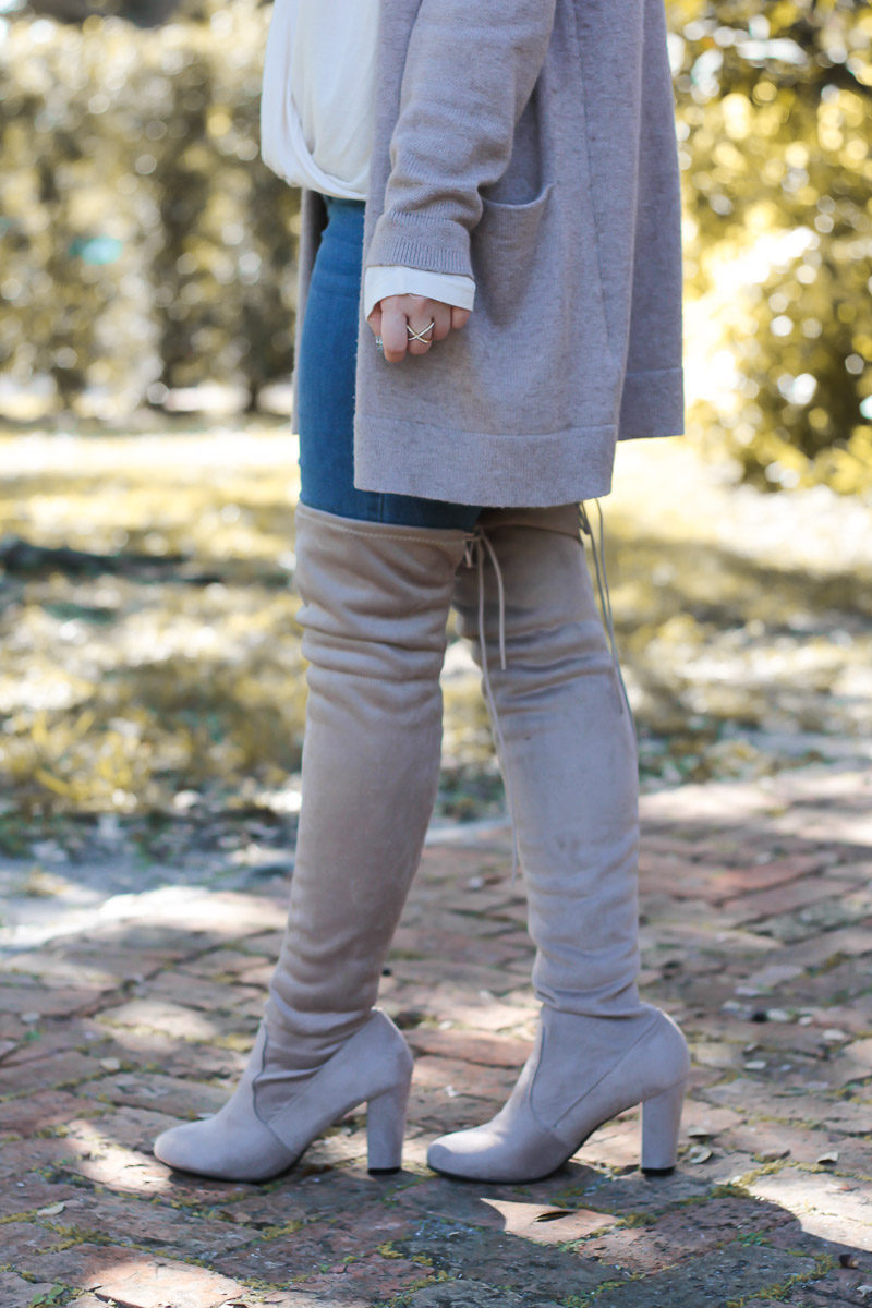 Miami fashion blogger Stephanie Pernas styles a cute fall outfit idea featuring Chinese Laundry over the knee boots