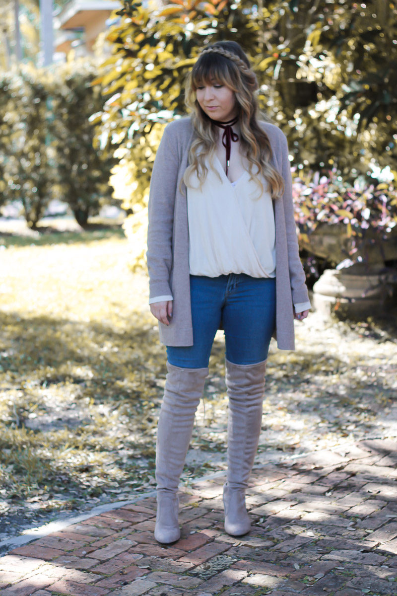 Miami fashion blogger Stephanie Pernas wearing a cute over the knee boots and jeans outfit idea