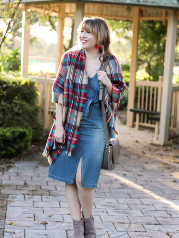 Cute jean dress and blanket scarf