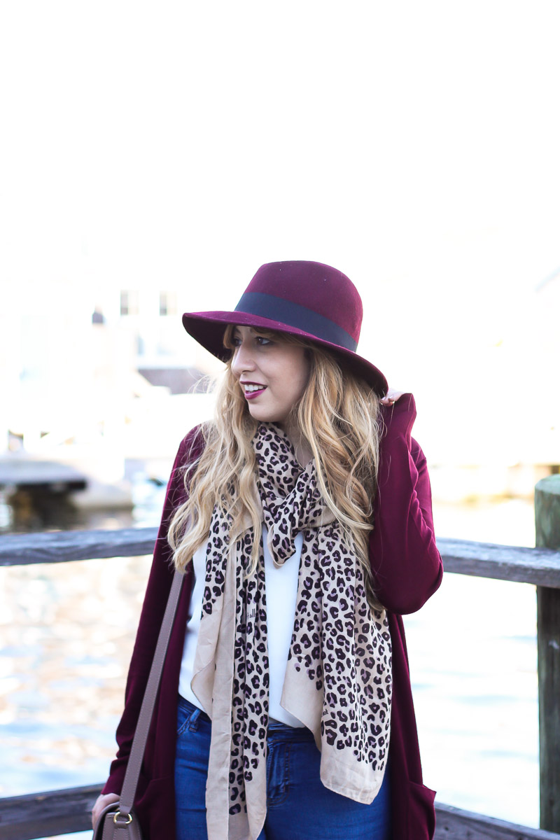 Maroon Fashion Hat and Scarf