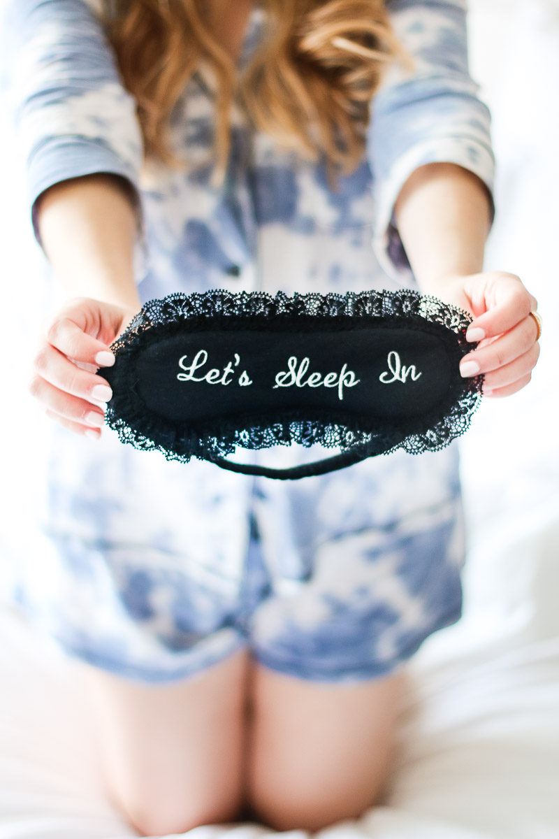 Miami fashion blogger Stephanie Pernas shows off a PJ Salvage Let's Sleep In Eyemask