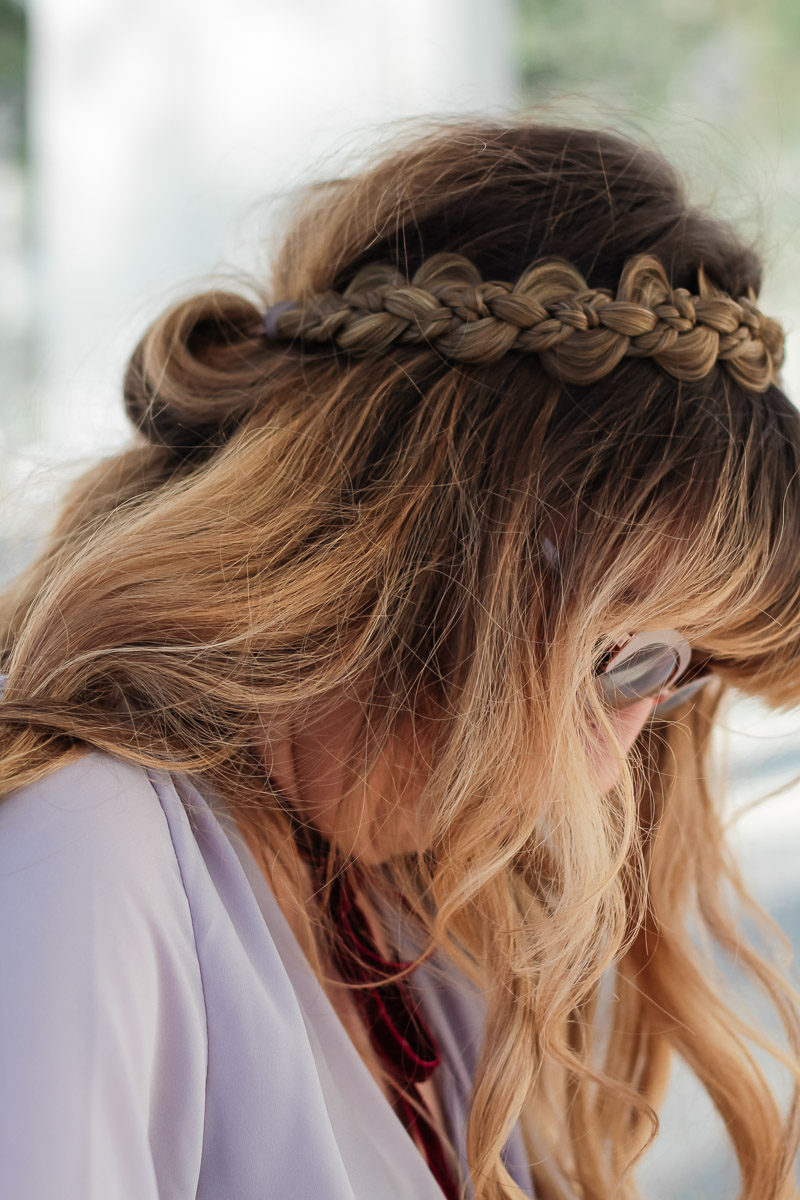 Miami fashion blogger Stephanie Pernas wearing a braided headband