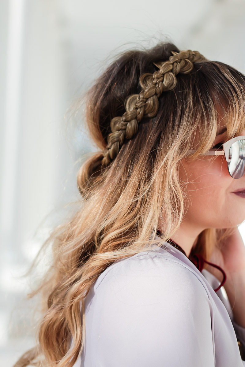 Miami fashion blogger Stephanie Pernas wearing the Just Braydz by Chaya Wreath braid headband