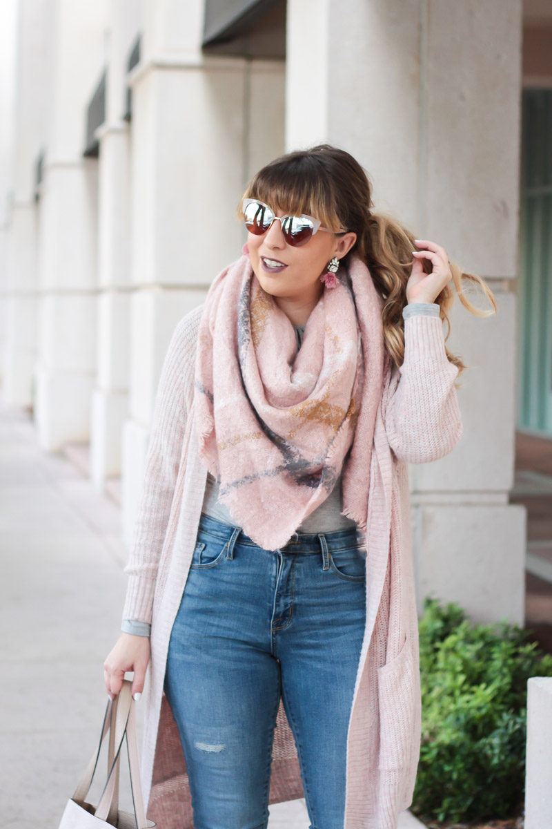 blush cardigan outfit