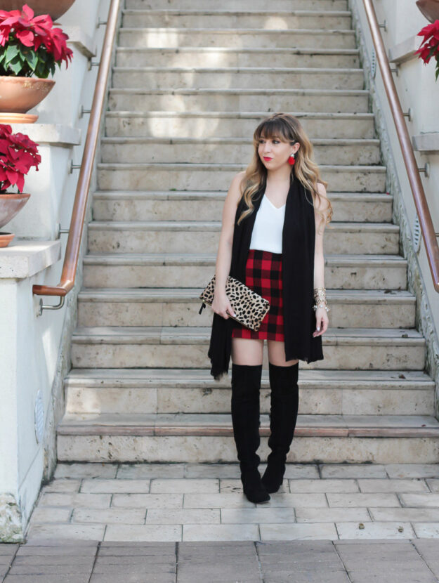 Plaid skirt holiday outfit-3