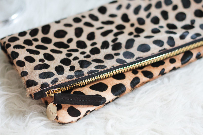 Clare V leopard foldover clutch review