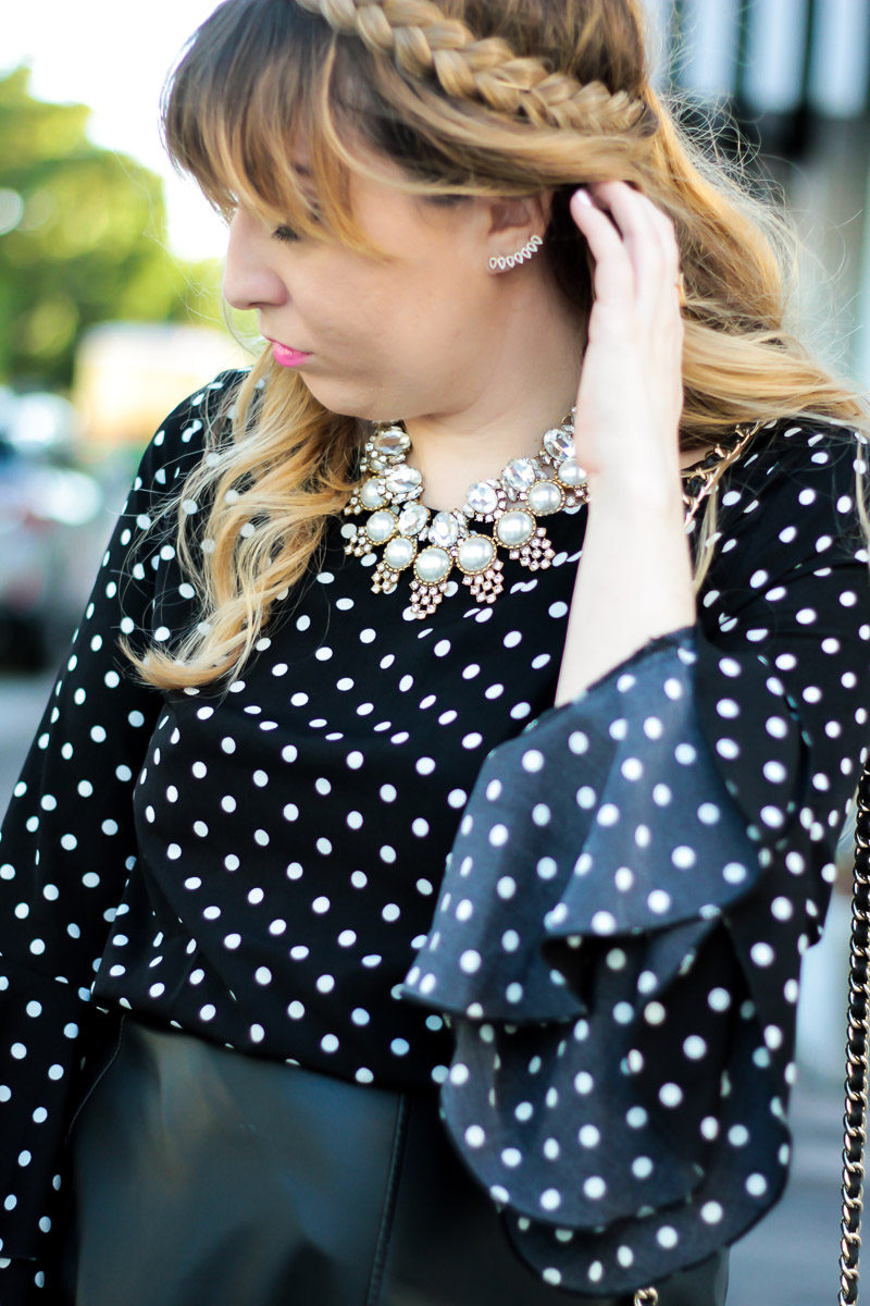 Miami fashion blogger Stephanie Pernas completes her outfit with a Baublebar ear crawler and layered Olive + Piper necklaces