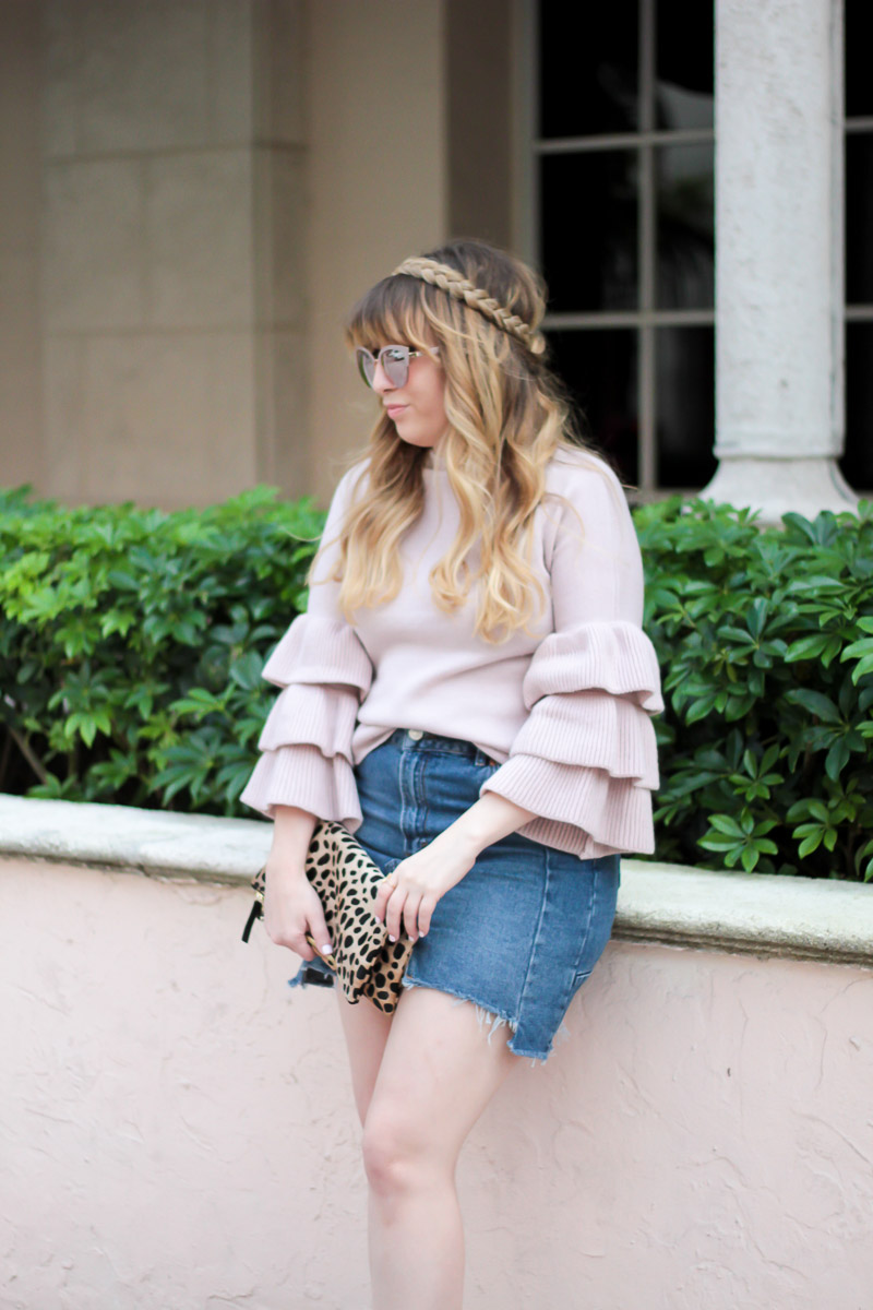 Cute ruffle sleeve sweater