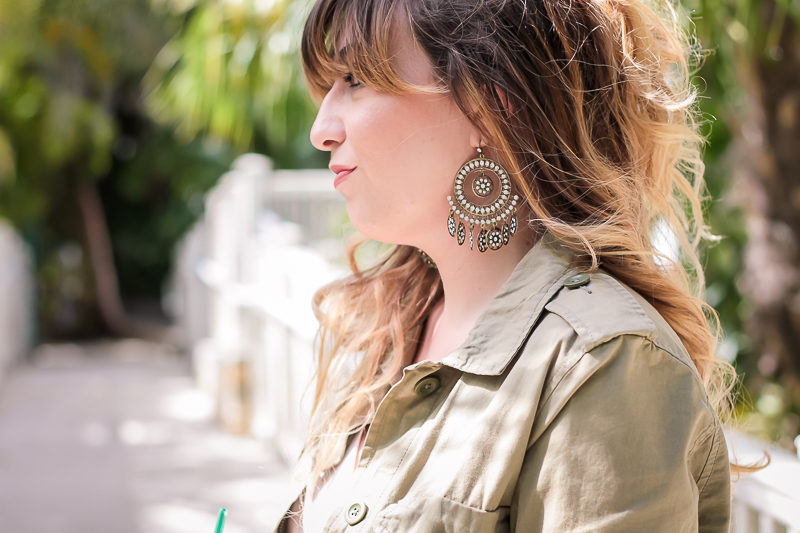 Miami fashion blogger Stephanie Pernas wearing Charming Charlie earrings