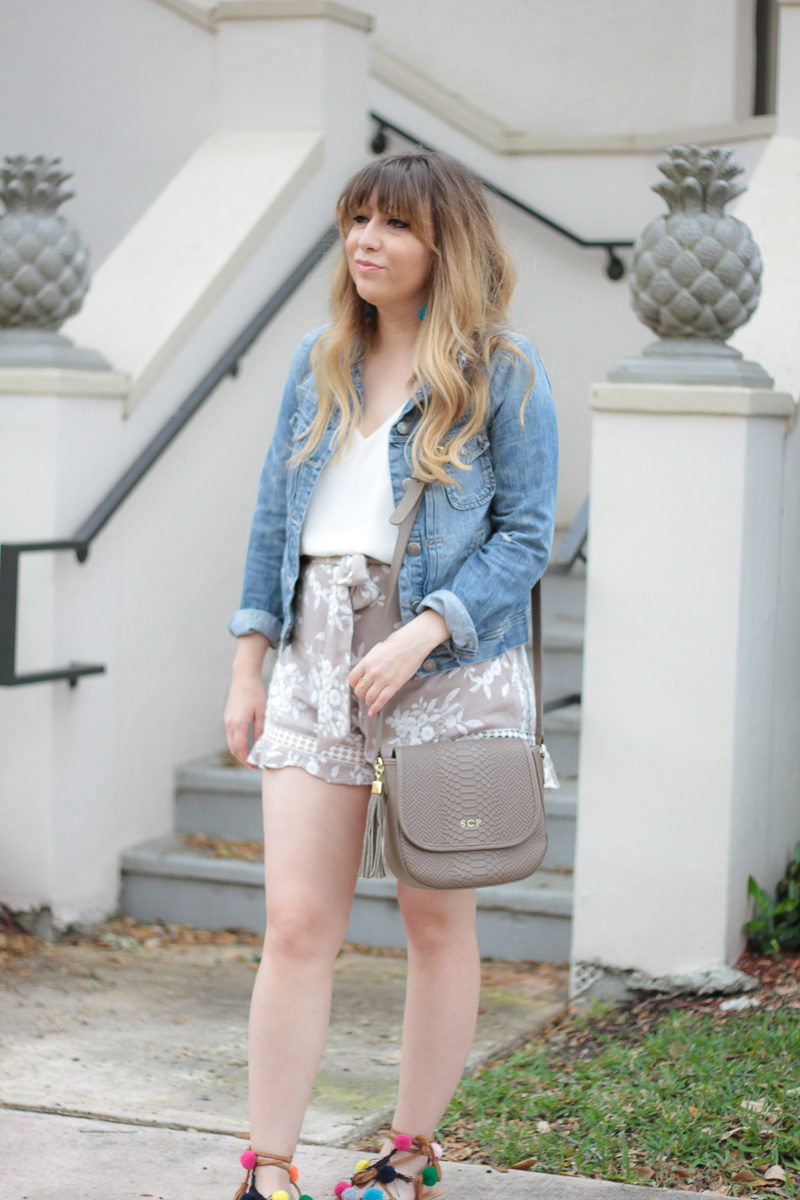 jean jacket and shorts outfit