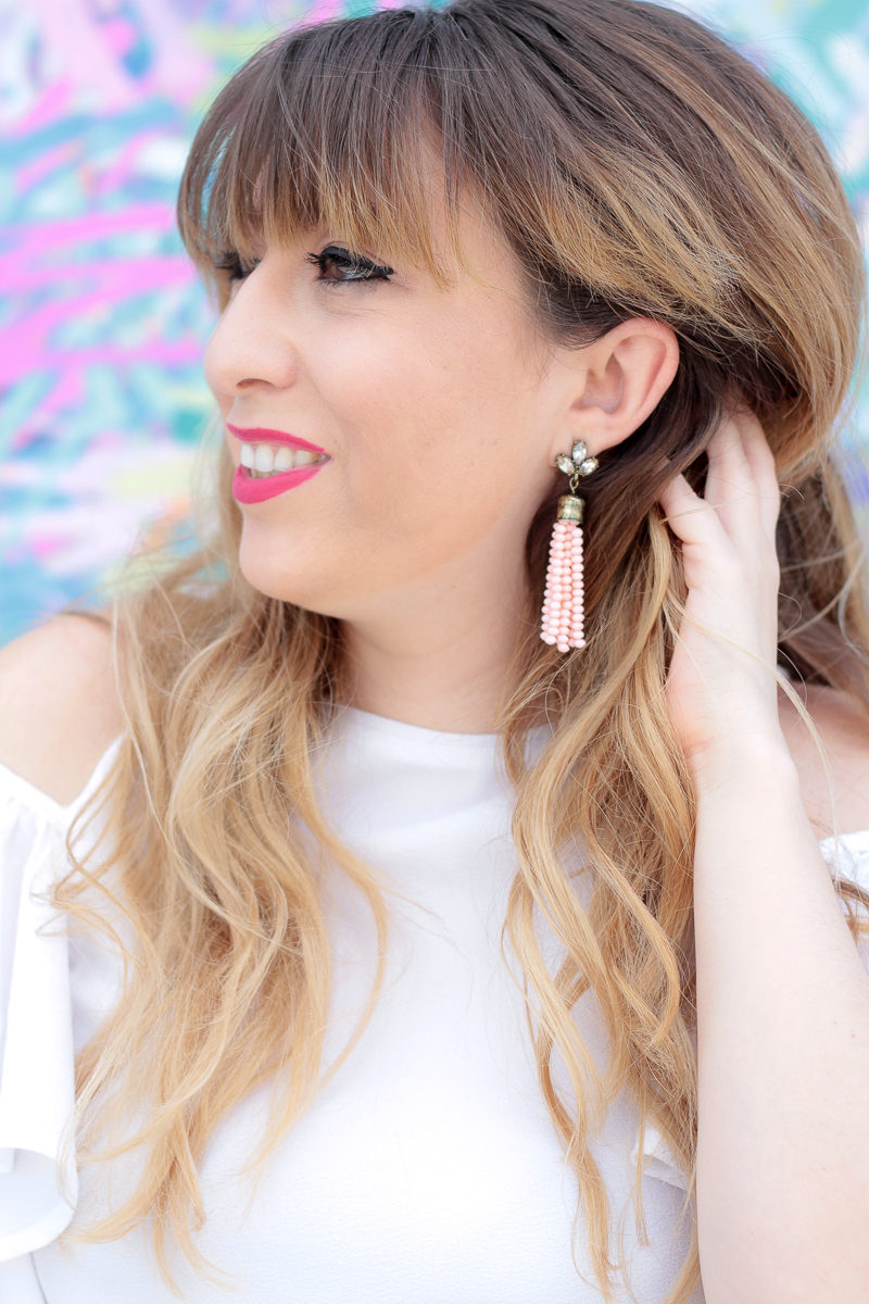 Miami fashion blogger Stephanie Pernas wearing Sugarfix tassel earrings