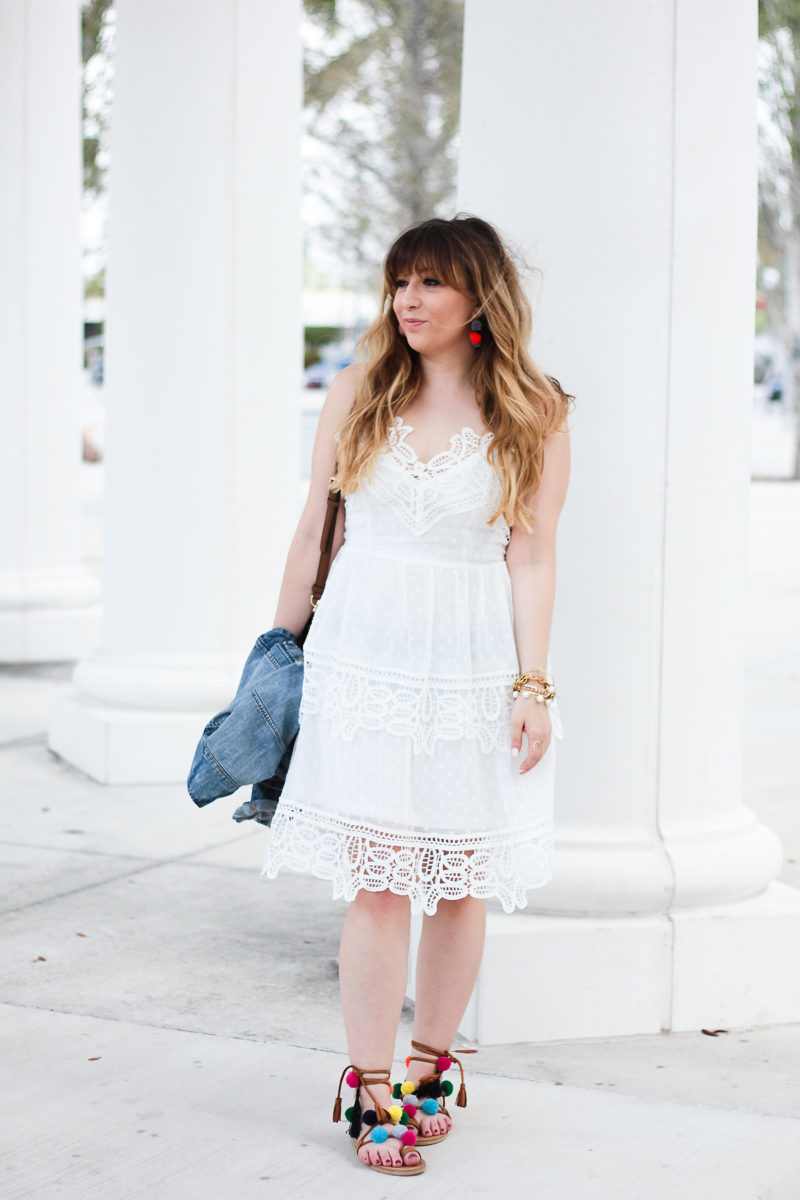 Miami fashion blogger Stephanie Pernas wearing a cute spring lace trim dress