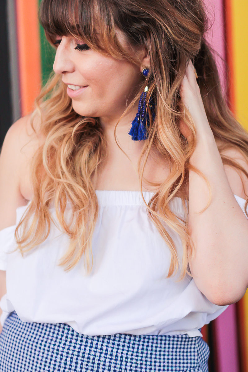 Miami fashion blogger Stephanie Pernas wearing Baublebar Cannes Drops earrings 