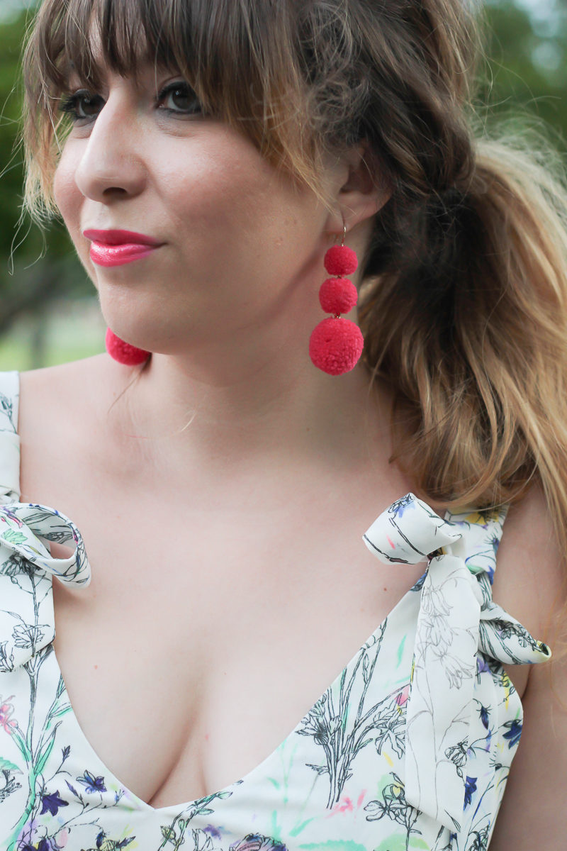 Miami fashion blogger Stephanie Pernas styles Baublebar Crispin Pom Pom earrings 