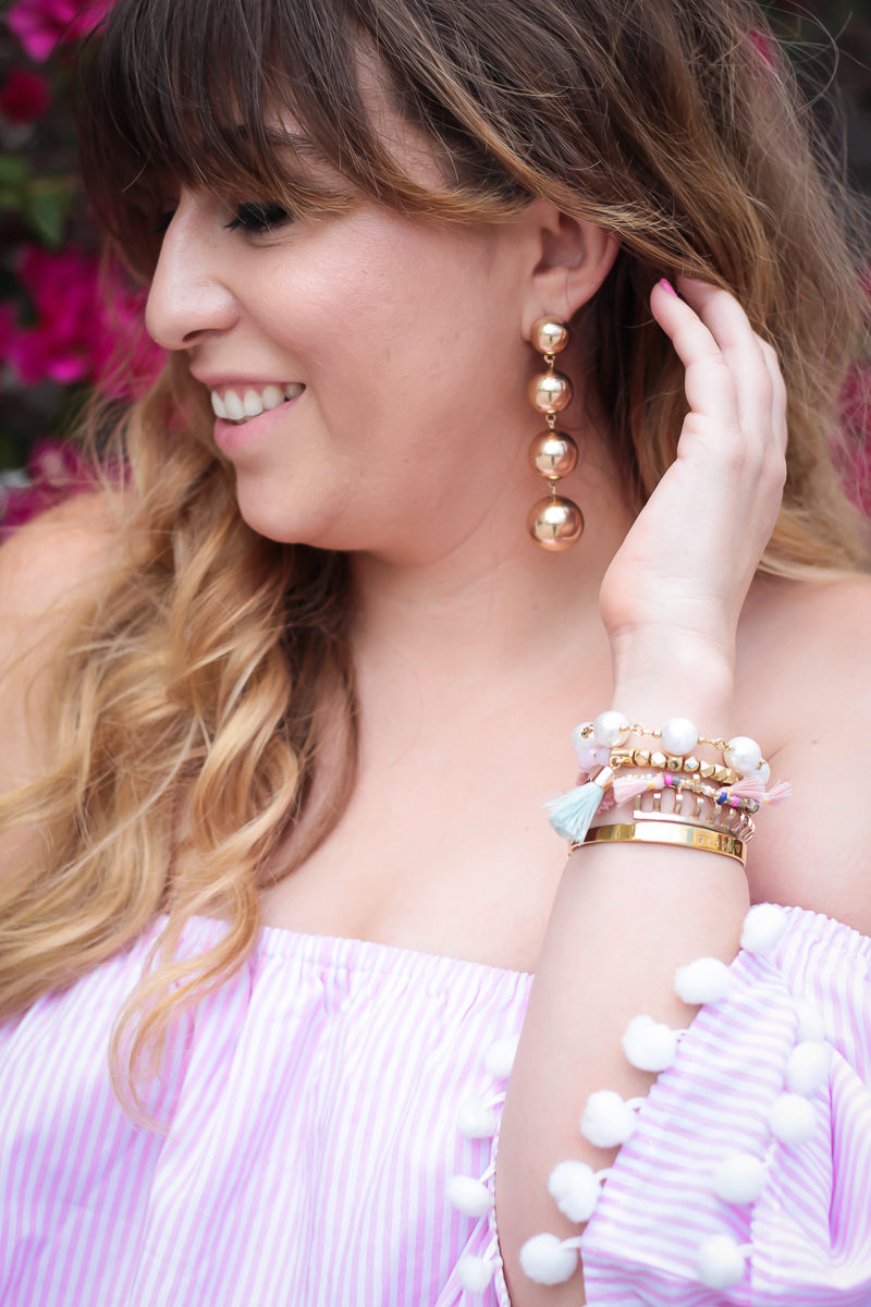 Miami fashion blogger Stephanie Pernas wearing Baublebar Mya Drops earrings 