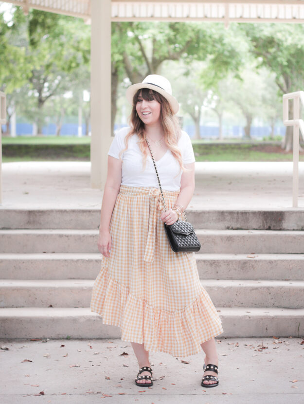 ASOS yellow gingham ruffle skirt-3