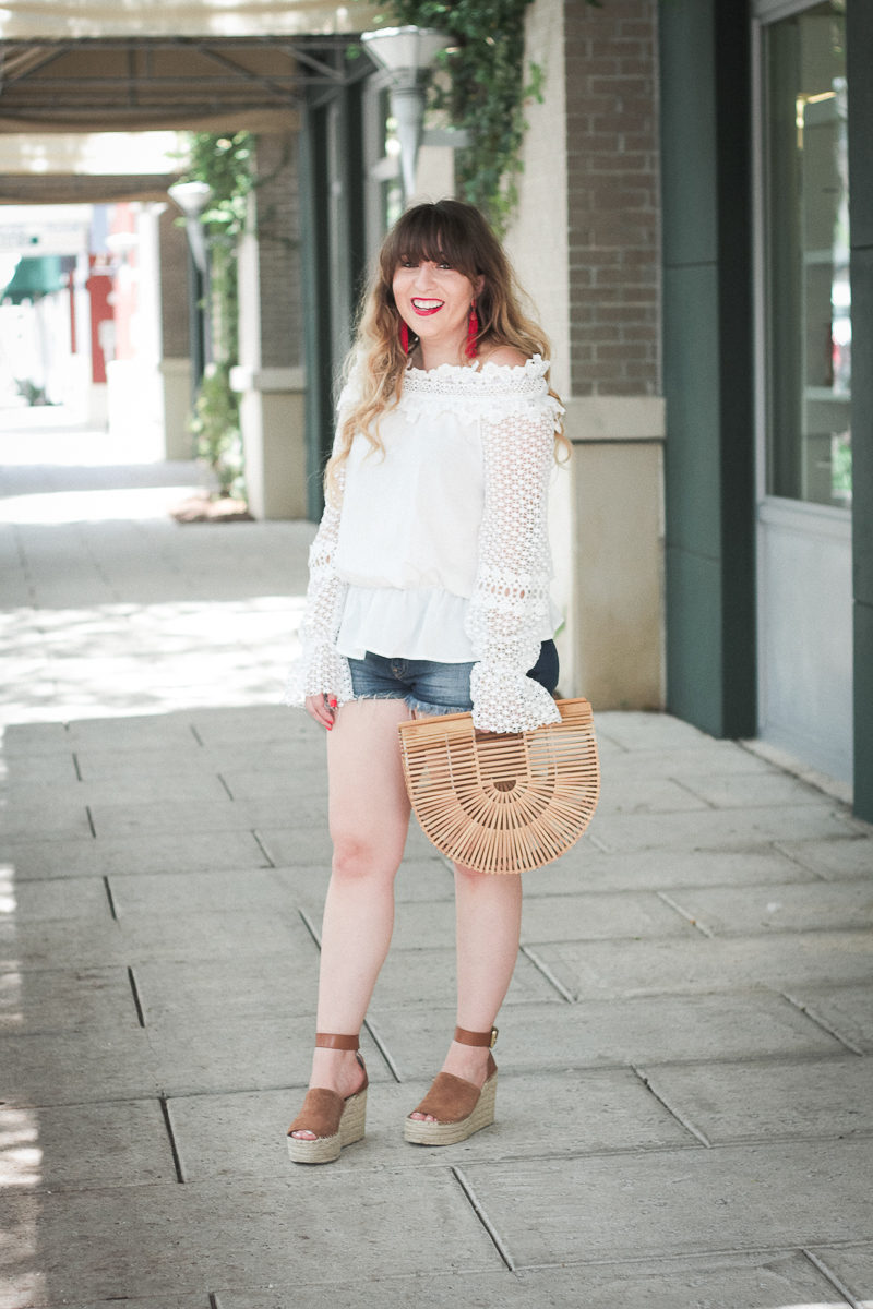 Miami fashion blogger Stephanie Pernas styles a jean shorts and wedges outfit idea