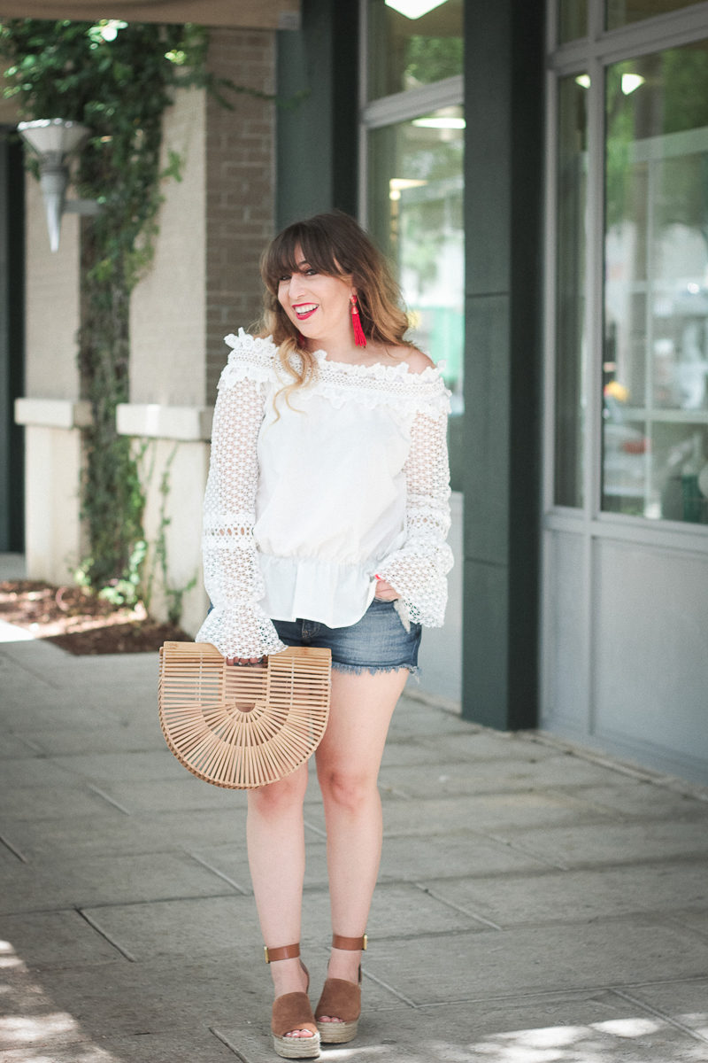 white lace shirt outfit