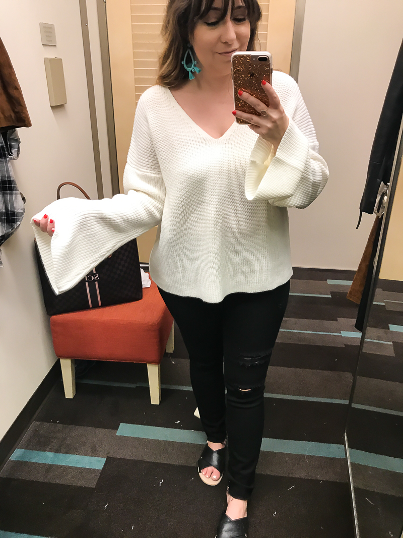 Nordstrom Anniversary Sale 2017 Dressing Room Diary Topshop bell sleeve sweater