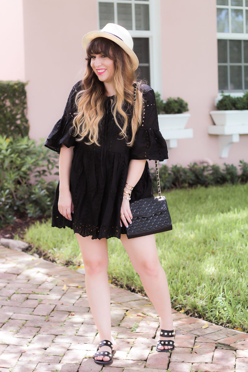 Cute eyelet dress and hat outfit