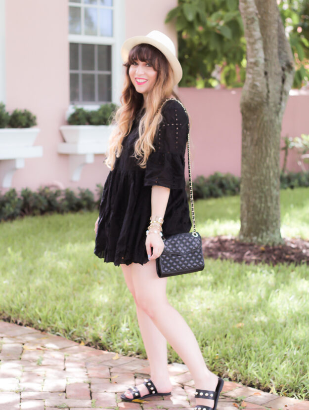 Shein black eyelet babydoll dress-5