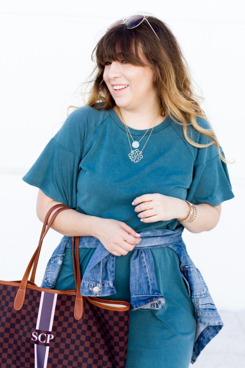 Miami fashion blogger Stephanie Pernas wearing layered monogram necklaces